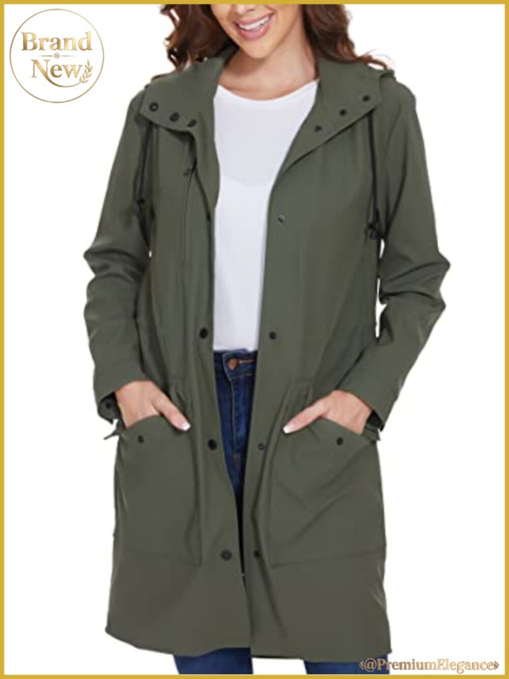 Women's Waterproof Hooded Raincoat Windbreaker with Pockets